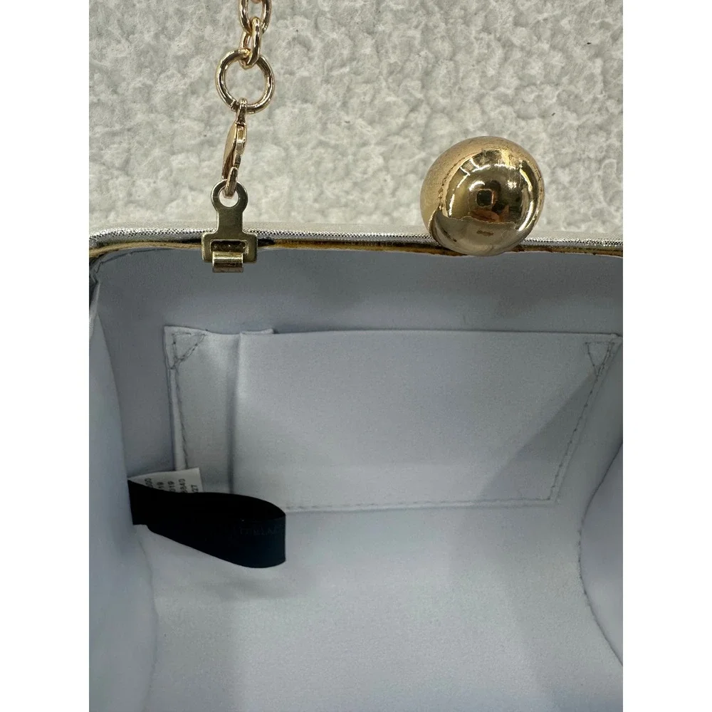 JOCELYN Embellished Gold Silver Beaded Clutch Evening Bag Chain‎ Strap INC